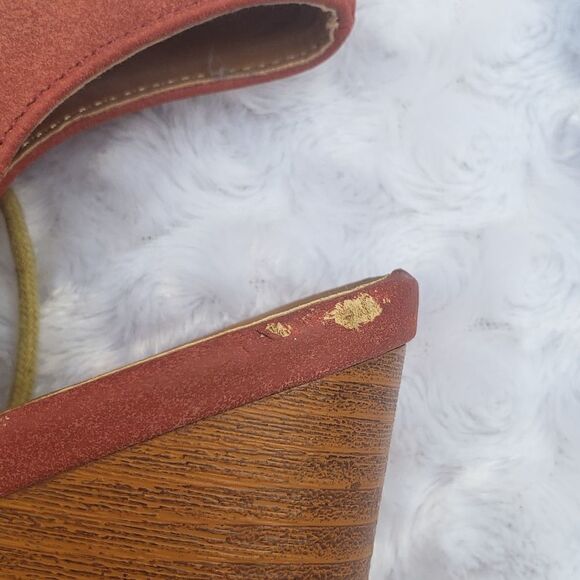 Mi.iM size 10 lace up open toe soft red faux suede bootie - Picture 2 of 6